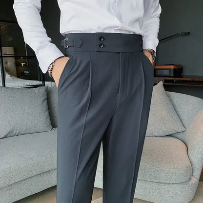 saferido Men Spring  Suit Pants Fashion Casual Slim Fit Business Suit Trousers Men's Wedding Party Work Pants Classic Large Size 36