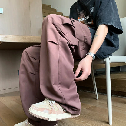 saferido Men Korean Fahions Wide Leg Pants Mens Black Loose Casual Harem Pants Japanese Streetwear Joggers Sweatpants 5XL