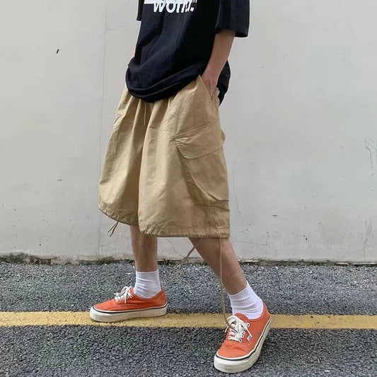 saferido Summer Mens Cargo Shorts Loose Hip Hop Harajuku Straight Streetwear Bermuda Masculina