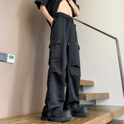 saferido Men Korean Fahions Wide Leg Pants Mens Black Loose Casual Harem Pants Japanese Streetwear Joggers Sweatpants 5XL