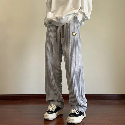 saferido Winter Thickened Pants Men Warmth Fashion Oversized Wide Leg Pants Men Streetwear Loose  Straight Pants Mens Thick Trousers