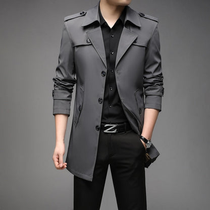 New Spring Men Trench Fashion England Style Long Trench Coats Mens Casual Outerwear Jackets Windbreaker Brand Mens Clothing