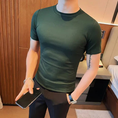 saferido Summer Brand Tight fitting T Shirts Harajuku Men Clothing Oversized Tops & Tees Plus Size Clothes Korean White Short Sleeve