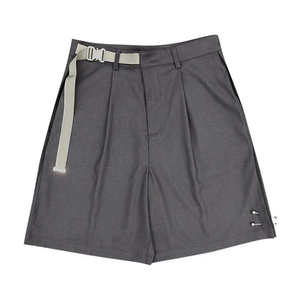 saferido Summer Suit Shorts Men Fashion Social Mens Dress Shorts Korean Loose Business Casual Shorts Mens Grey Black Office Formal Shorts