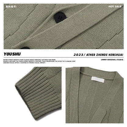 saferido Knit Cardigan Male Korean Style Sweater Coat Men Old Money Autumn Winter Loose Casual Men's Long Sleeve Streetwear