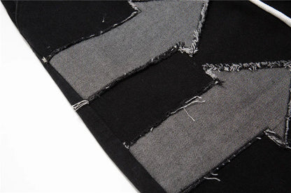 saferido American street creative denim shorts men's and women's retro hip-hop loose five-point pants