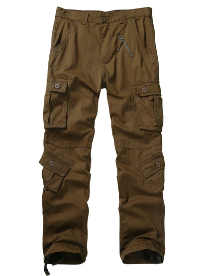 Men's Casual Cargo Pants Military Army Camo Pants Combat Work Pants with 8 Pockets(No Belt)