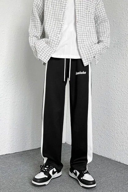 saferido Contrasting Color Stitching Mopping Casual Trousers Men Oversize Sports Loose Pants Printed Letters Straight Wide-leg Sweatpants