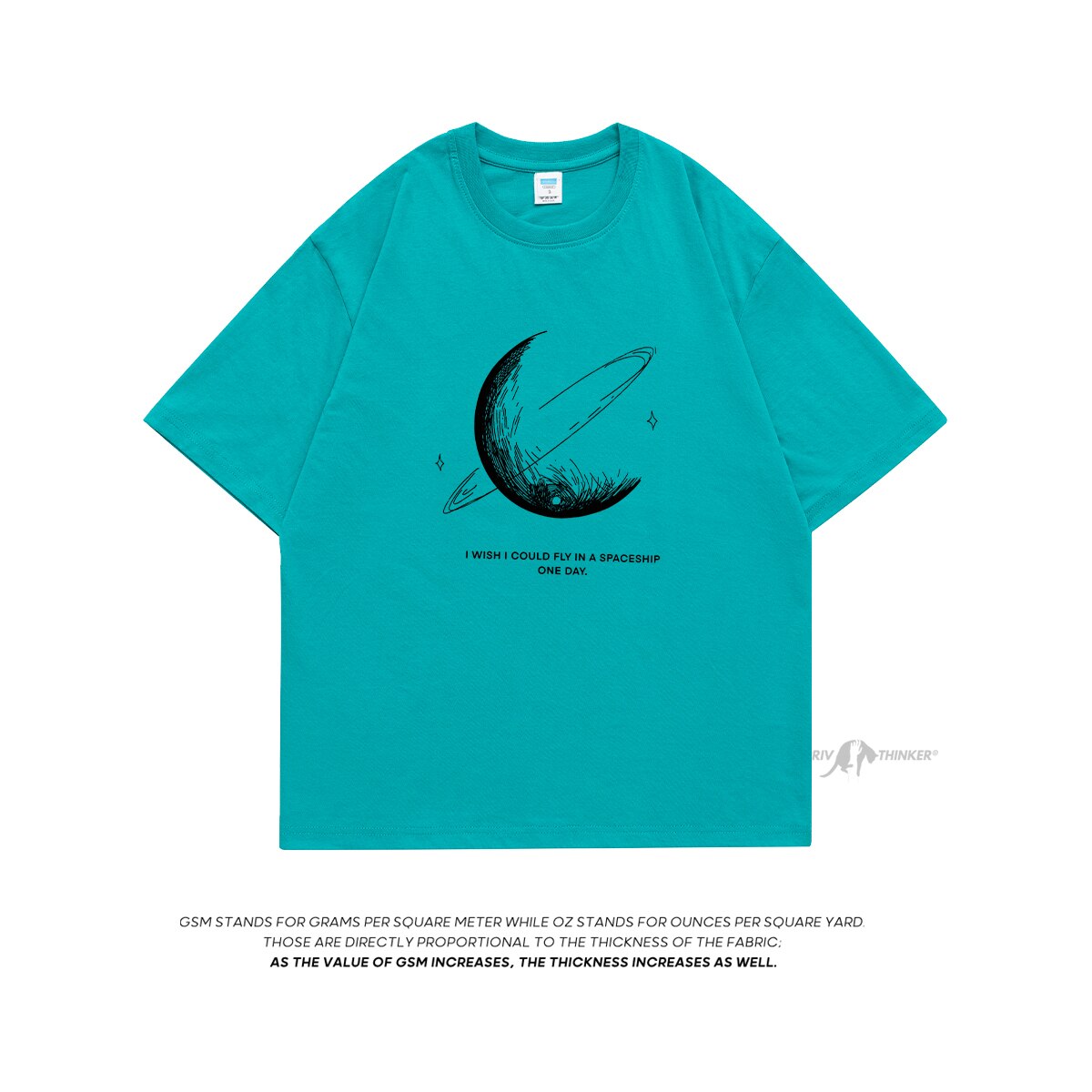 HybSkr Simple Stroke Moon Graphic Men Tshirt Oversize Letter Print Short Sleeve T-shirt Cotton Male Streetwear Unisex Basic Tops