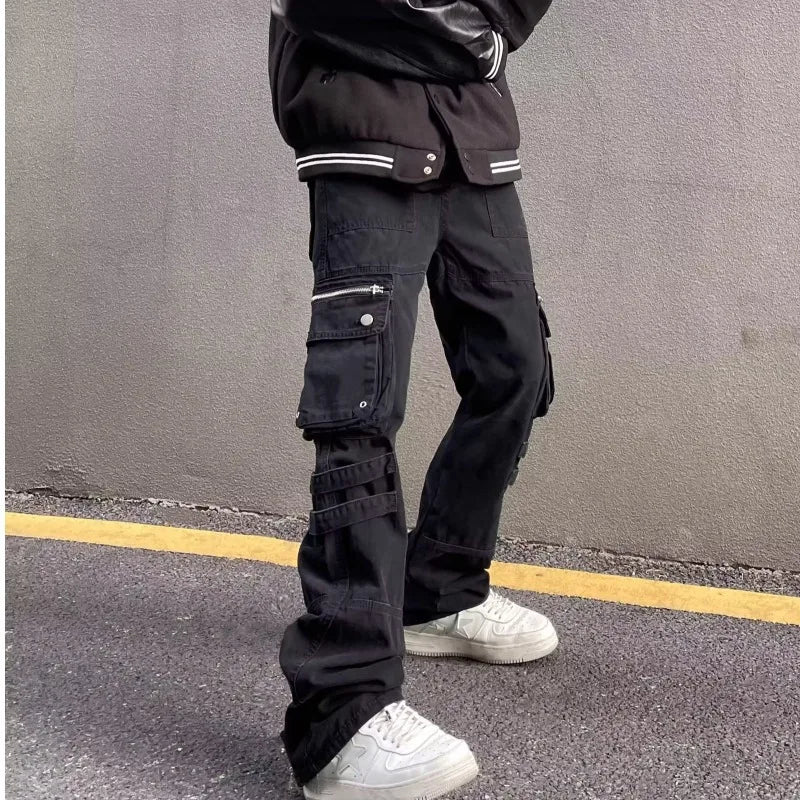 saferido Y2k Men's Clothes Man Pants Summer New Cargo Pants  American Cotton Work Wear Pants Loose Casual Straight Trendy Men Trousers