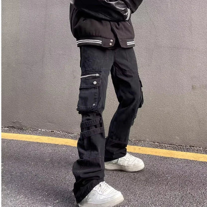 saferido Y2k Men's Clothes Man Pants Summer New Cargo Pants  American Cotton Work Wear Pants Loose Casual Straight Trendy Men Trousers