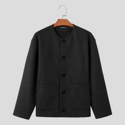 Tops Korean Style Men's Solid Well Fitting Jackets Autumn Winter Casual Streetwear Long Sleeved Jackets Coats S-5XL