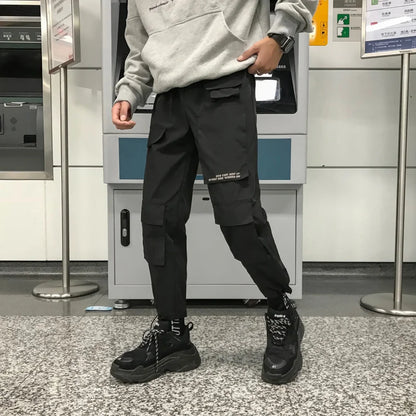 saferido Purple Men Cargo Pants Spring Loose Hip Hop Joggers Trousers Pockets Overalls Fashion Student Sweatpants Korean Male Streetwear