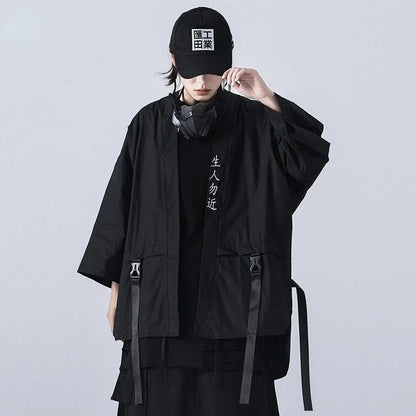 saferido Techwear T-shirt Punk Gothic Clothes Goth Clothes Summer Short Sleeve T-shirts Coat Japanese Style Streetwear Hip Hop