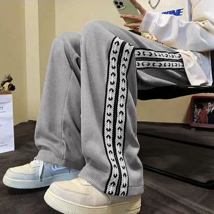 saferido American High Street Casual Jogger Pants Men's Sweatpants Y2K Street Fashion Loose Straight Wide-Leg Baggy Pants Streetwear
