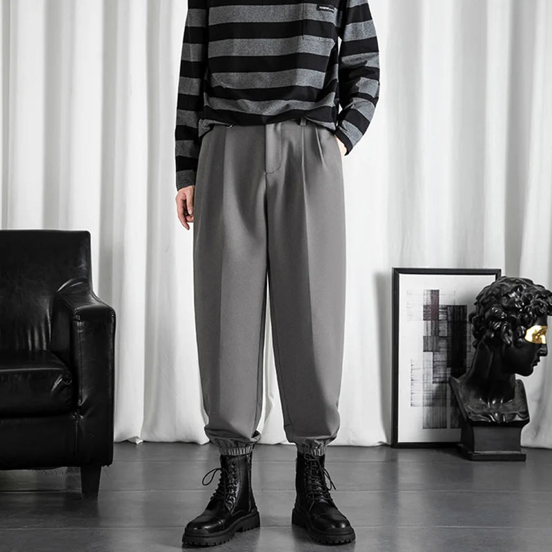 saferido Black Men's Trousers Korean Fashion Baggy High Waist Straight Suit Pants Spring Autumn Casual Oversized Male Bottoms Y2k Clothes