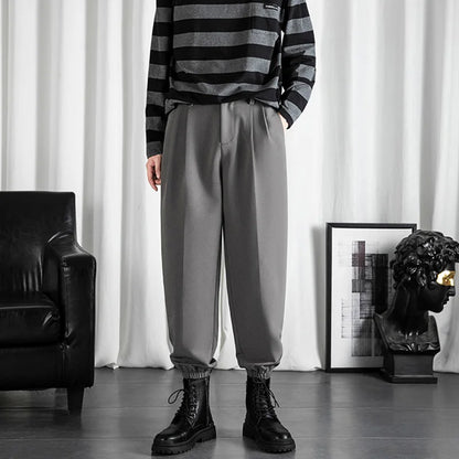 saferido Black Men's Trousers Korean Fashion Baggy High Waist Straight Suit Pants Spring Autumn Casual Oversized Male Bottoms Y2k Clothes
