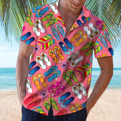 Hawaiian Shirts Red Tropical Shirts Floral Men  Tops Summer Casual Short Sleeve Button Shirt Chemise Loose Vacation Beach