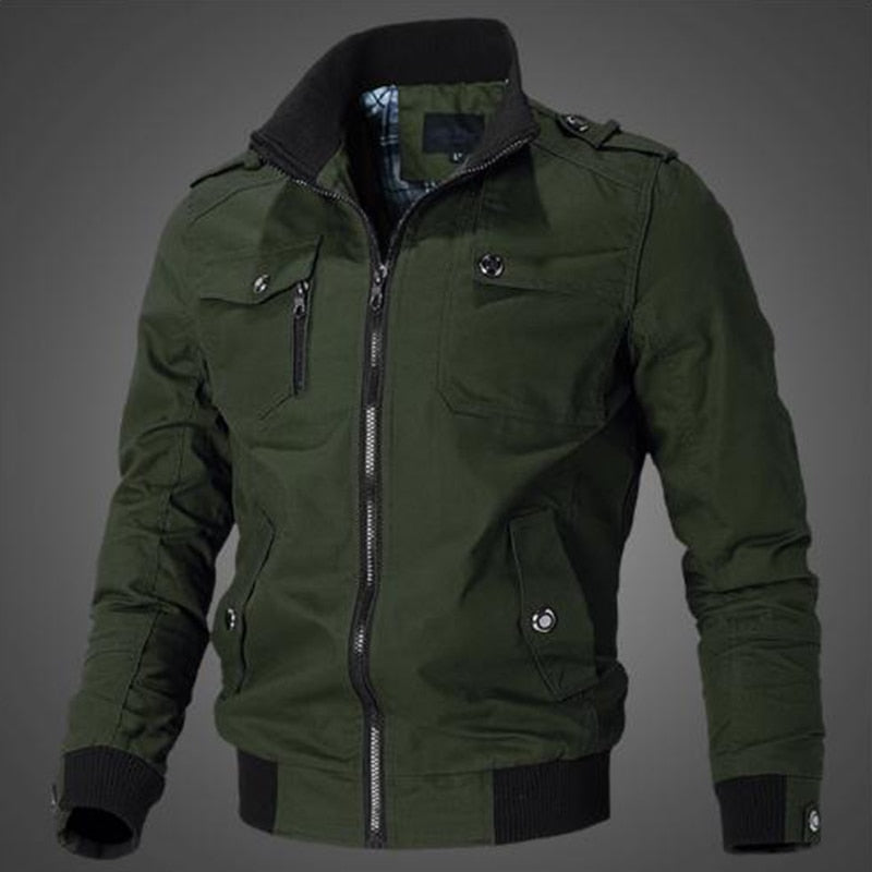 Men's Jacket Casual Fashion Outer Jacket Men's Jacket Men's Spring Autumn Stand Up Slim Military Bomber Jacket Men