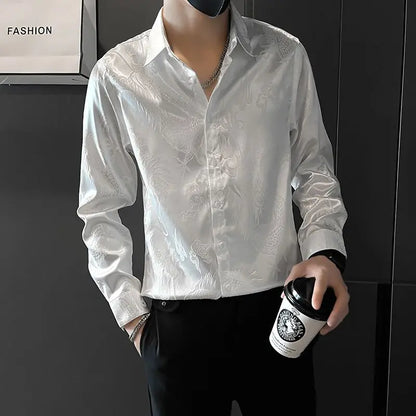 saferido Korean Fashion Casual Loose Solid Shirts Temperament Man Simplicity Turn-down Collar Handsome Spring Summer Thin Men's Clothing