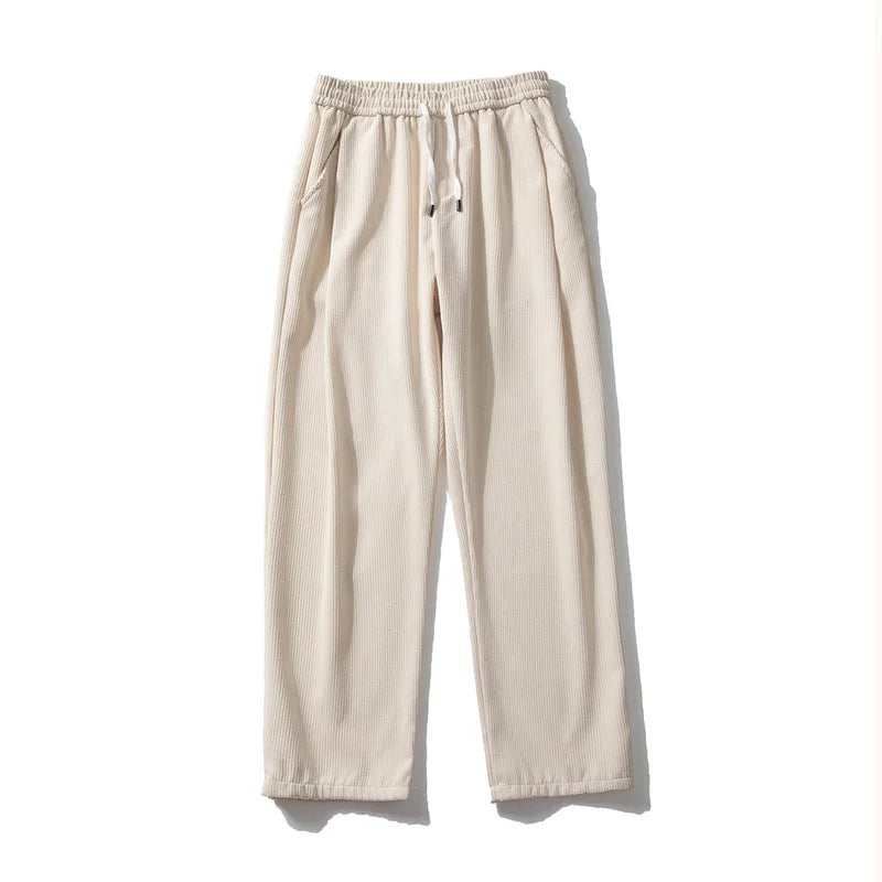 saferido Men's Corduroy Pants Trendy Brand Loose Straight Pants Korean Wide Leg Pants Couple Style Home Casual Pants Beige Black Brown