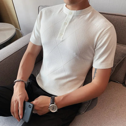 saferido  New Fashion Man Ice Silk Knitting Polo Shirt Casual Cotton  British Style Slim Men Short Sleeve High Quantity Polo Shirts