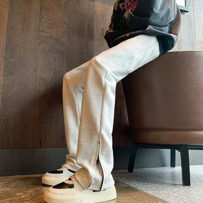 saferido Male Sports Pants Tights Plain Skinny Cotton Straight Slim Trousers Men's Sweatpants Korean Style Harajuku Wide Baggy Long Joker