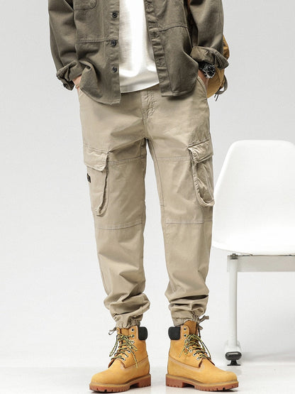 Spring Summer Multi-Pockets Men's Straight Cargo Pants Military Style Tactical Long Trousers Male Cotton Casual Work Pant