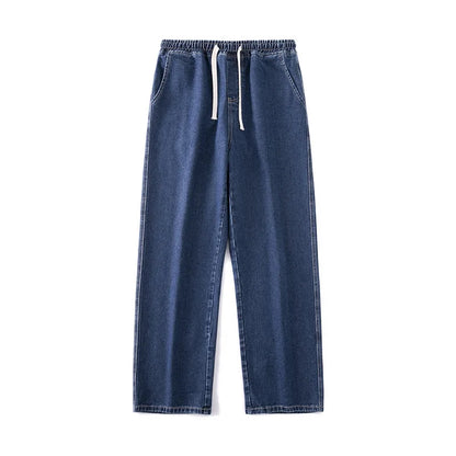 saferido Elastic waist jeans men's spring and autumn American loose straight leg casual versatile wide leg pants