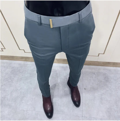 saferido  Men Gray Business Suit Pant Casual Formal Mens Dress Pants Spring Spring Pantalon Costume Slim Fit Suit Trousers 36