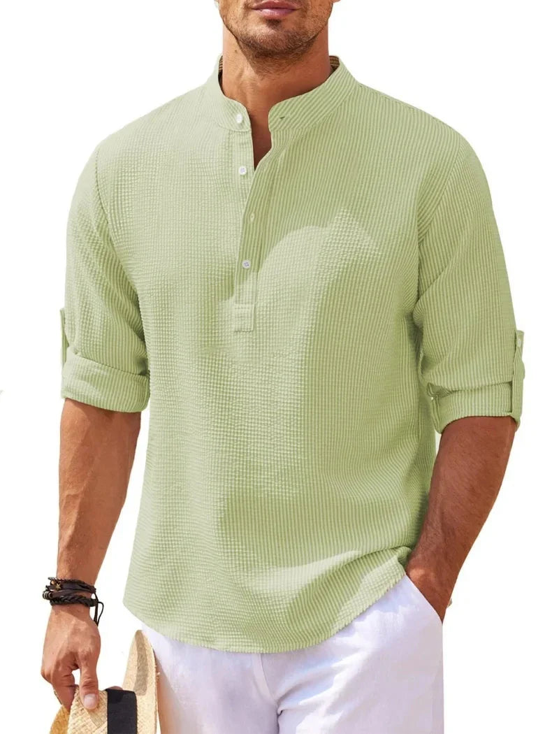 saferido 2024  Polos New Men's Casual Blouse Cotton Linen Shirt Loose Tops Long Sleeve T-Shirt Spring Autumn Casual Handsome Men's Shirts