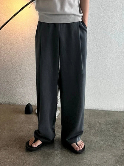 saferido Man's Wide Leg Long Pants 2024 Summer New Korean Style Drape Straight Tube Fashion Loose Casual Male Trousers