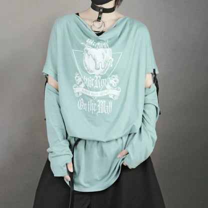 saferido 2024 Fashion Vintage Graphic Tshirts Contrast Aesthetic Y2k Tops Men's  Detachable Long Sleeve Harajuku Streetwear Tee Shirts