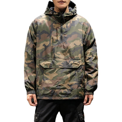 Autumn Japanese Vintage Camouflage Jacket Men Streetwear Pullover Men Jacket Pocket Loose Hooded Mens Jackets