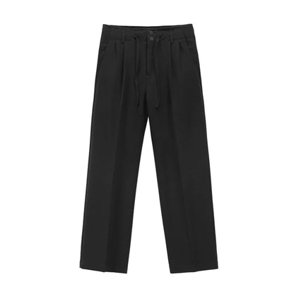 saferido 2024 New Spring Summer Men's Casual Straight Classic Black Rose High Waist Pants Korean Wide Leg Trousers For Men