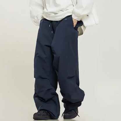 saferido Parachute Pants Sport Men Baggy American Street Cargo Wide Leg Trousers Male Tracksuit Hip Hop Loose Casual Oversize