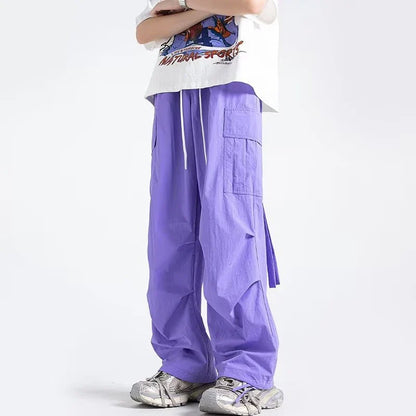 saferido Pants Men Casual Streetwear Autumn All-match Harajuku Korean Style Pleated Minimalist Full Length Fashion College Daily