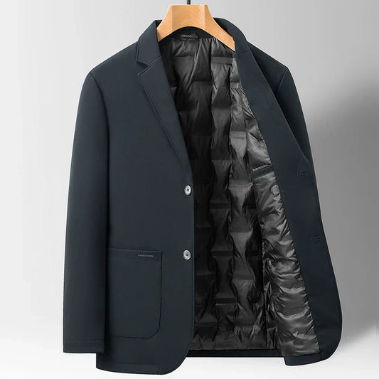 High-end new suit down jacket fashion handsome men lapel slim slim new national standard cashmere depth  Blazers （M-4XL）