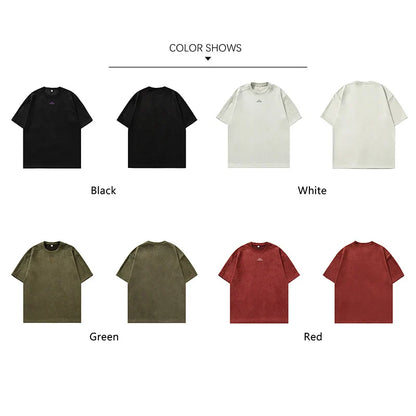 saferido Brand Suede Short Sleeve T-shirts Man 2024 Spring Spring New Baggy Embroidery O Neck T Shirt Man Fashion Male Clothes