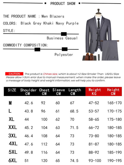 High Quality Men Suits Blazer 3 Pieces Elegant 2 Sets Luxury Wedding Business Vest Pants Coats Formal Jackets Free Shipping