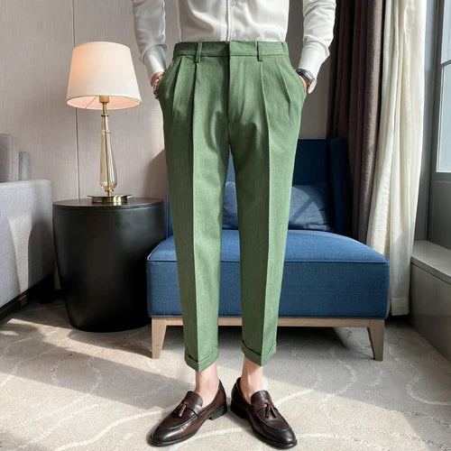 saferido Men High Quality Black Gray Dress Suit Pant Spring Man Pants Korean Slim Fit Men Casual Ankle Length Pants Streetwear 36