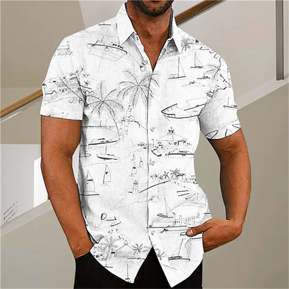 Men's Hawaiian Shirt Short Sleeve For Men 3D Coconut Tree Printing Blouse Tops Casual Oversized Tee Shirt Men Clothing
