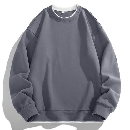 Men O-Neck Basic Hoodies Male Casual Loose Harajuku Hoodles Sweatshirts Long Sleeve Tops Solid Color Streetwear Pullovers
