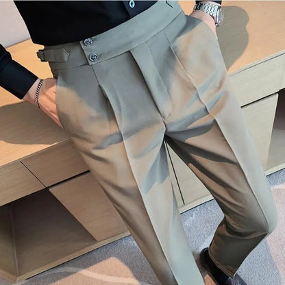 saferido Men Spring  Suit Pants Fashion Casual Slim Fit Business Suit Trousers Men's Wedding Party Work Pants Classic Large Size 36