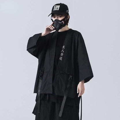 saferido Techwear T-shirt Punk Gothic Clothes Goth Clothes Summer Short Sleeve T-shirts Coat Japanese Style Streetwear Hip Hop