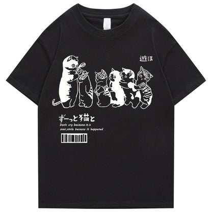 Men's Oversized T Shirt Clothing Hip Hop Cat Shower Street Print T Shirt Casual Cotton Summer Short Sleeve T Shirt