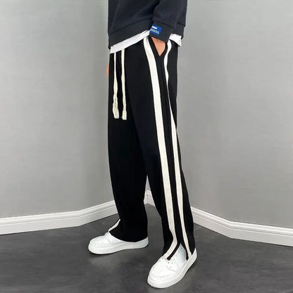 saferido New Spring and Summer Fashion Hong Kong Style Split Wide Leg Casual Loose Fashion Brand Sports Straight Sleeve Men's Pants
