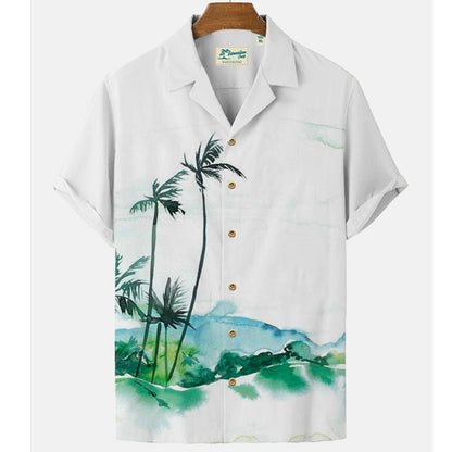 Harajuku Feather Hawaiian Men's Shirt Printed Short Sleeve Casual White Street Summer Beach Shirts For Men Clothing  Summer