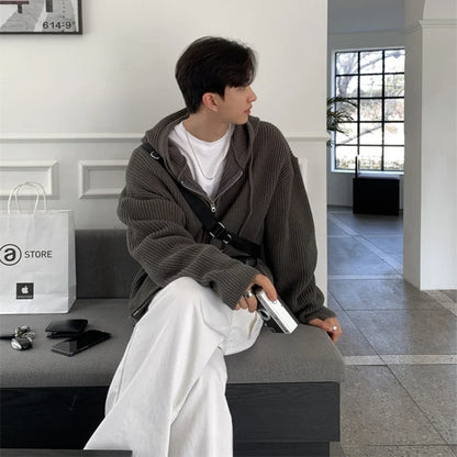 saferido Winter Thick Sweater Cardigan Men Warm Zipper Knitted Coat Men Korean Loose Thickened Cardigan Sweater Mens Jumper Clothes M-2XL