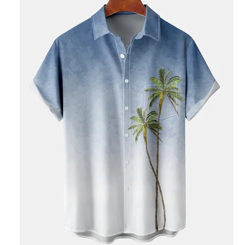 Harajuku Feather Hawaiian Men's Shirt Printed Short Sleeve Casual White Street Summer Beach Shirts For Men Clothing  Summer